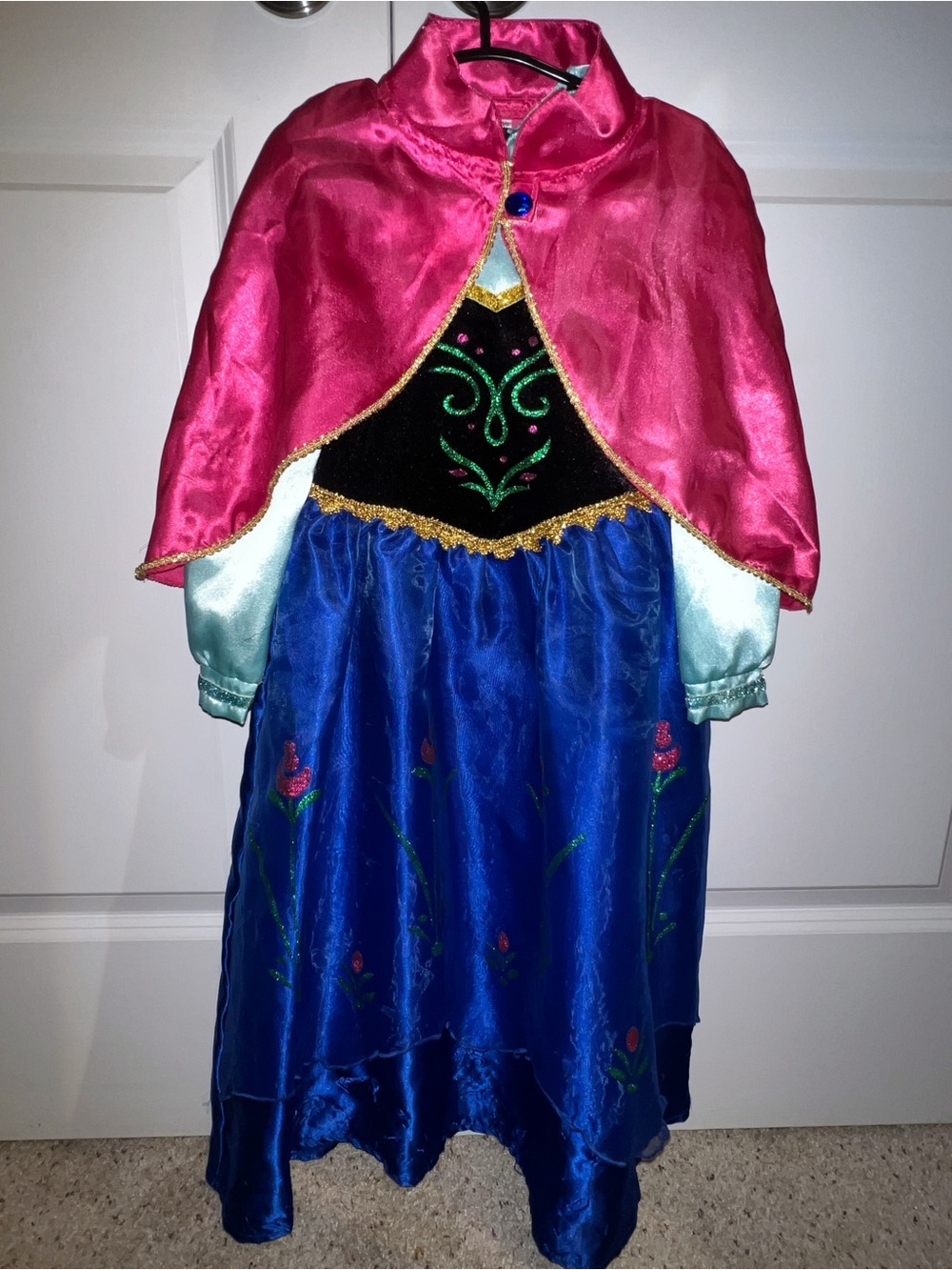 Girls Pink and Blue Princess Costume Dress with Cape
